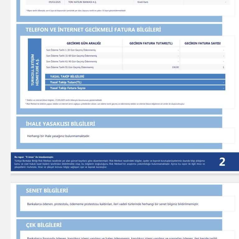 E-Devlet Merkezi Risk Raporunda Görünen Hatalı Turkcell Borcu