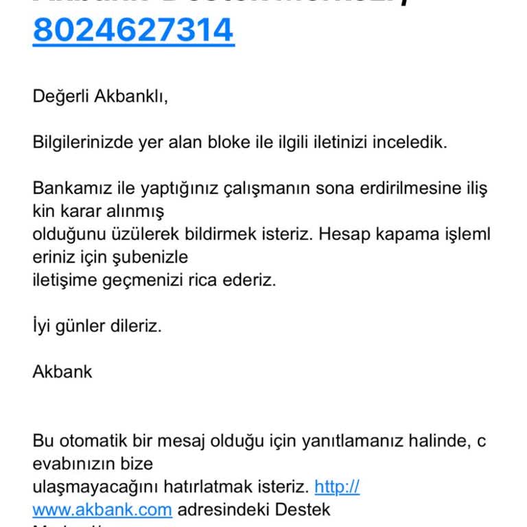 Hesaplarıma Konulan Blokenin Kaldırılmaması Ve Şubeden Destek Alamamam