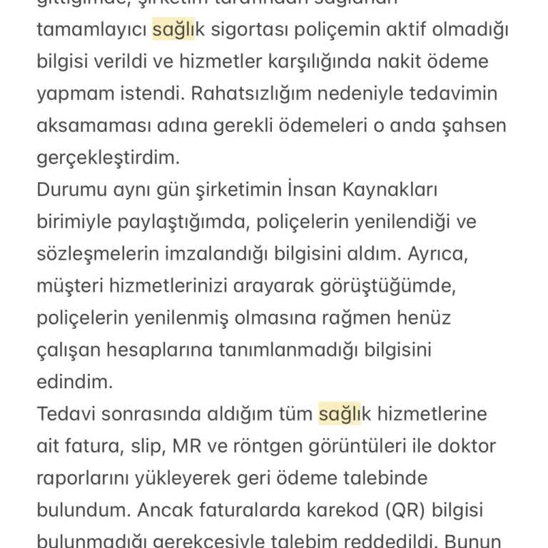 Sağlık Harcamam Eksik Onaylandı, Müşteri Hizmetlerinden Net Cevap Alamıyorum