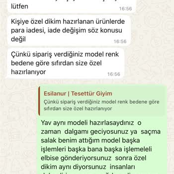Aldığım Elbise Farklı Ve İade Kabul Edilmiyor