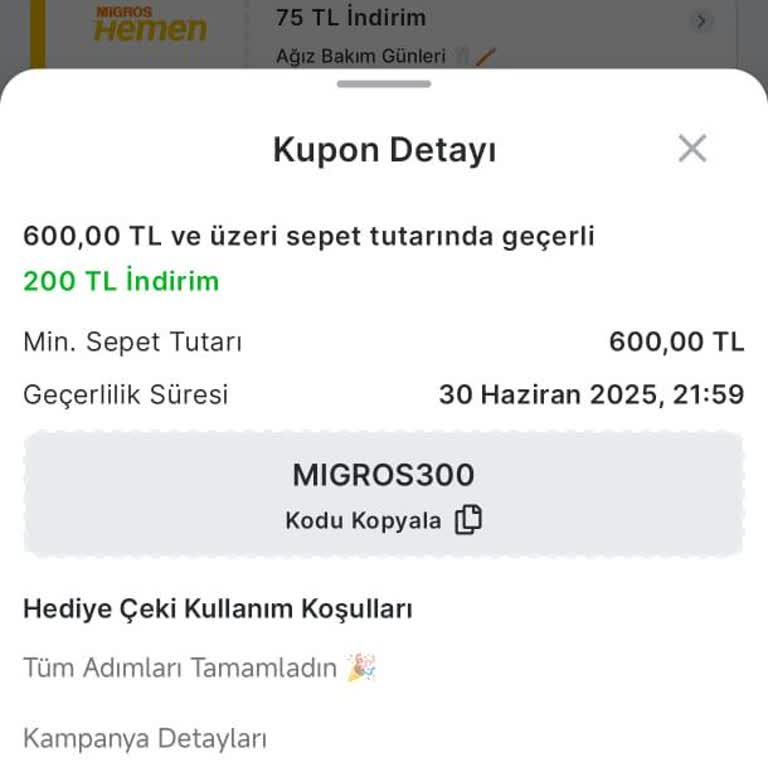 Tanımlanan İndirim Kuponu Beklenenden Düşük Tutar Oldu