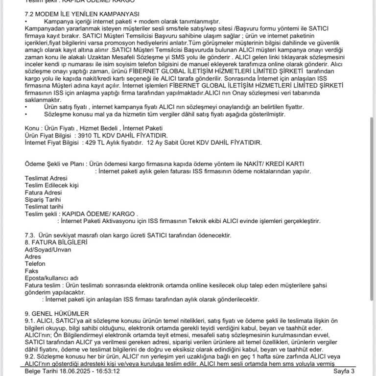 Yanıltıcı Modem Satışı Ve Bilgim Dışında Abonelik İşlemleri
