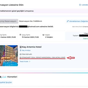 Kaş Artemis Hotel Satın Aldığım Deniz Manzaralı Oda Yerine Kısmi Manzara Ve Saygısız Hizmet