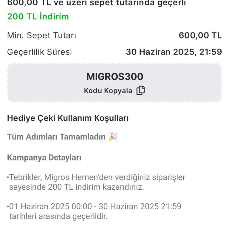 Migros Hemen Kuponumun Tutarı Haberim Olmadan Azaltıldı