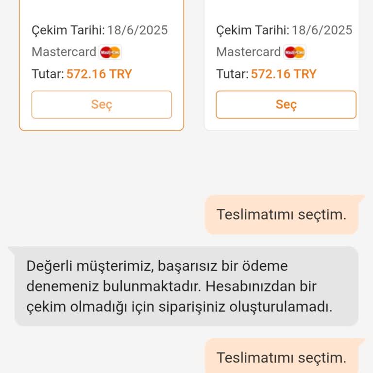 Sipariş Oluşmadı, Para Hesabımdan Çekildi