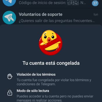 Cuenta de Telegram congelada por supuesto incumplimiento de reglas