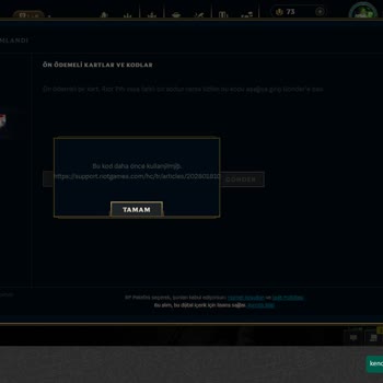 Satın Aldığım LoL RP Kodu Kullanılmış Çıktı, Destek Ekibi Sorunumu Çözmüyor