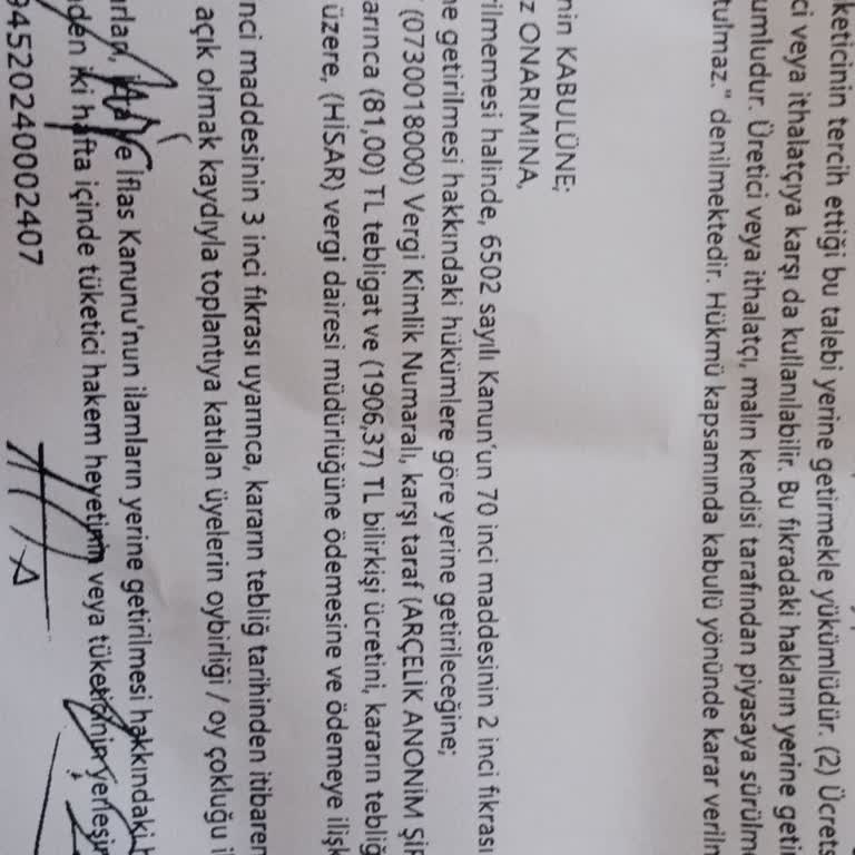 Hakem Heyeti Kararına Rağmen Ücretsiz Onarım Yapılmadı