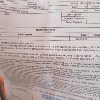 Aldığım Yatakla Birlikte Yastıklar Teslim Edilmedi