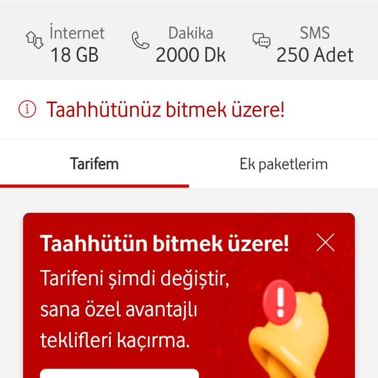 Tarife Yenileme Talebime Hızlı Dönüş Bekliyorum