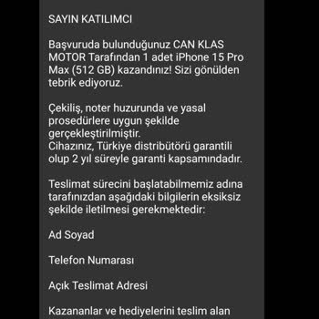 Çekiliş Kazandınız Mesajı İle Kargo Ücreti Talep Ediliyor