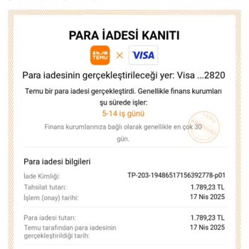 Temu'dan Yapılan İade Kartıma Yansımadı, Belirsizlik Ve İletişim Sorunu Yaşıyorum