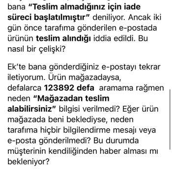 Teslim Edilmeyen Ürün Ve Karışık Otomatik Yanıtlar Nedeniyle Mağduriyet