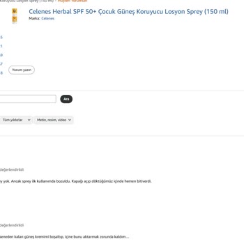 Celenes Güneş Kremi Sprey Mekanizması Bozuk Geldi, Kullanamıyorum