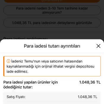 Temu Teslimat Gecikmesi Ve Eksik İade Nedeniyle Mağduriyet