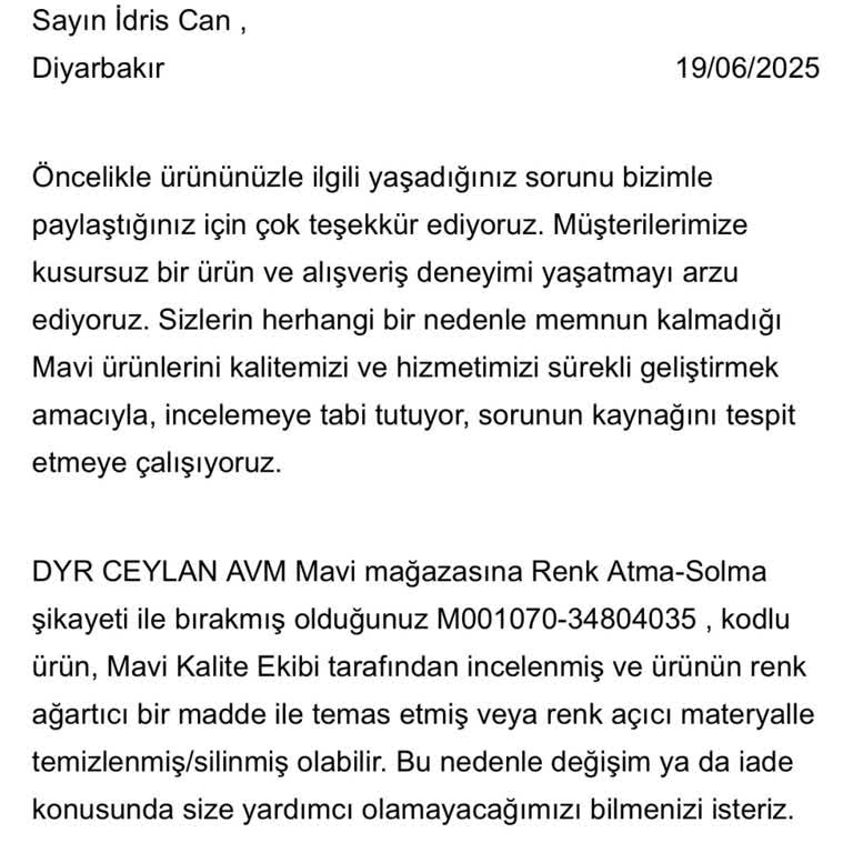 Mavi Mağazasından Alınan Pantolonun Renk Atması Ve Olumsuz İnceleme Sonucu