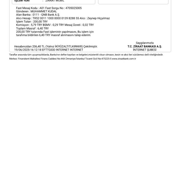 Yatırılan Paranın Hesaba Geçmemesi Ve Ek Ücret Talebi Hakkında