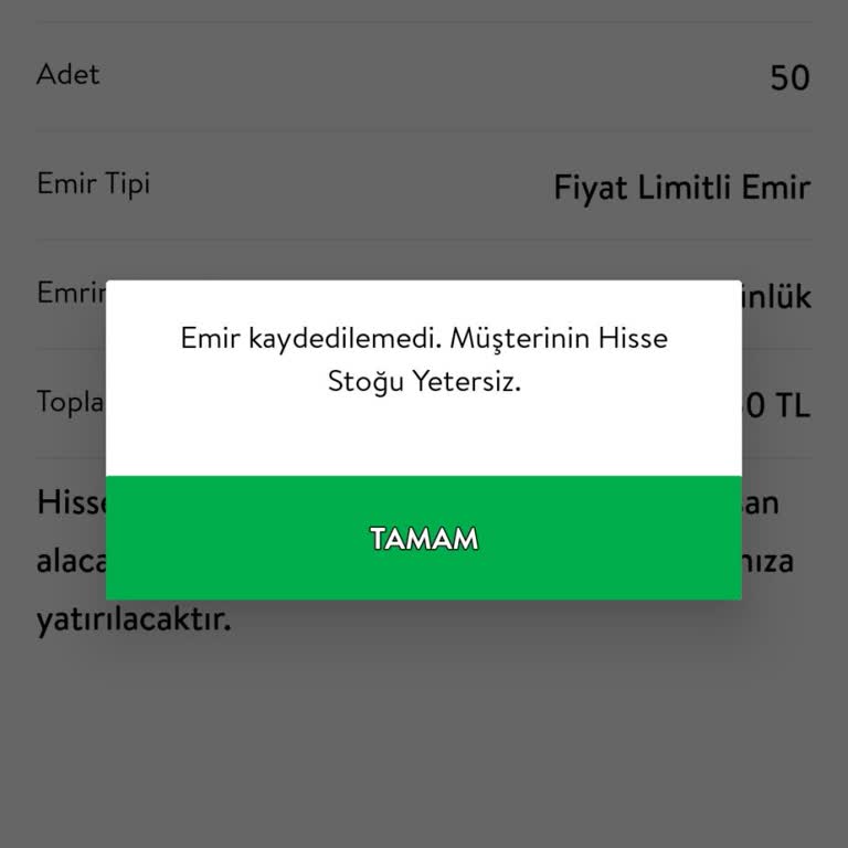 TEB Bankasında Hisse Satışı Sırasında Sürekli Stok Yetersiz Uyarısı Alıyorum