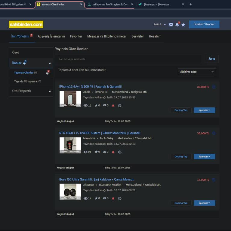 Sahibinden Ücretsiz İlanların Görünürlüğü ve Etkileşim Sorunu