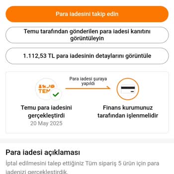 Temu'dan Yapılan Para İadesi 30 Gündür Hesabıma Geçmedi