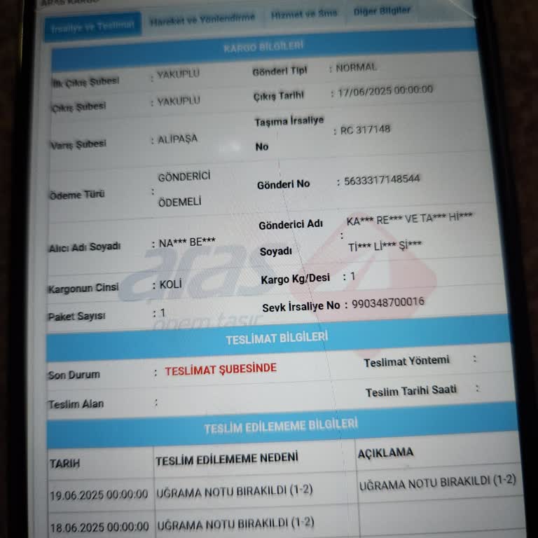 Aras Kargo Çorlu Alipaşa Şubesi Teslimat Sorunu Ve Yanıltıcı Bildirimler