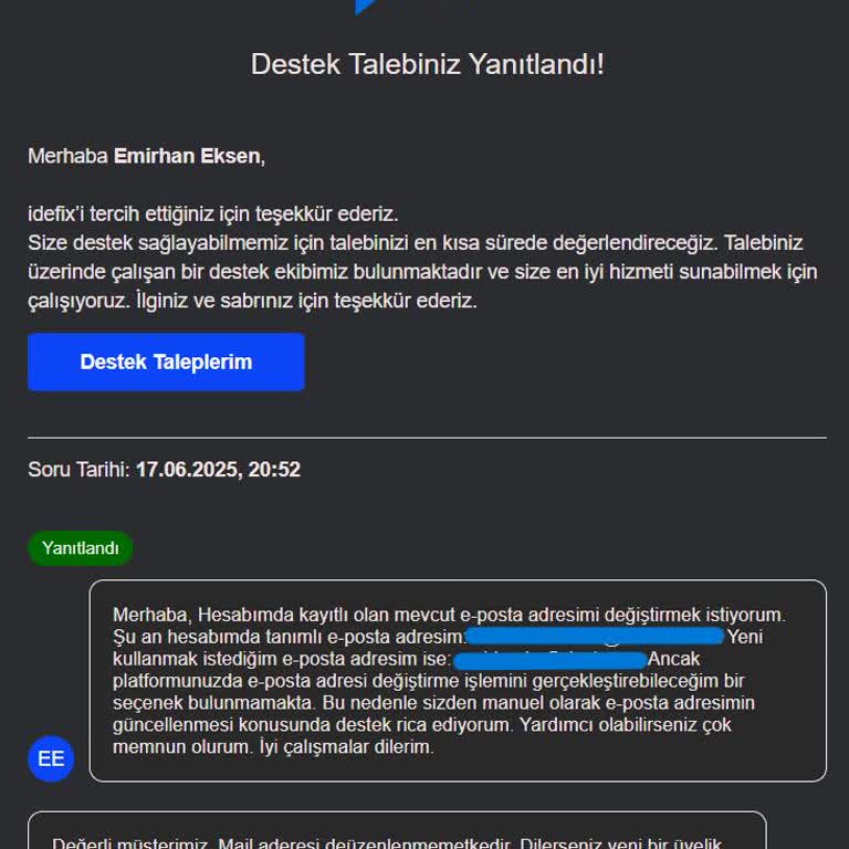 E-posta Adresi Güncelleme Seçeneği Bulunmuyor, Hesap Silinmesi İsteniyor