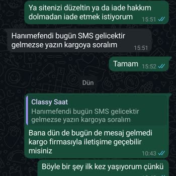 Teslim Edilmeyen Saat Siparişi Ve Ücret İadesi Sorunu