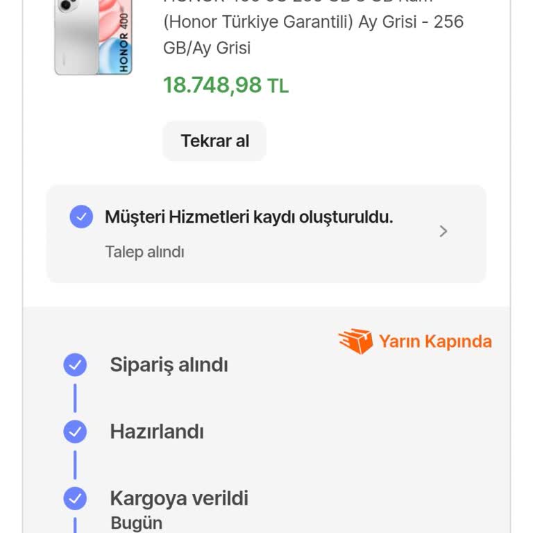 Yarın Kapında Seçeneğiyle Aldığım Ürün Zamanında Teslim Edilmedi