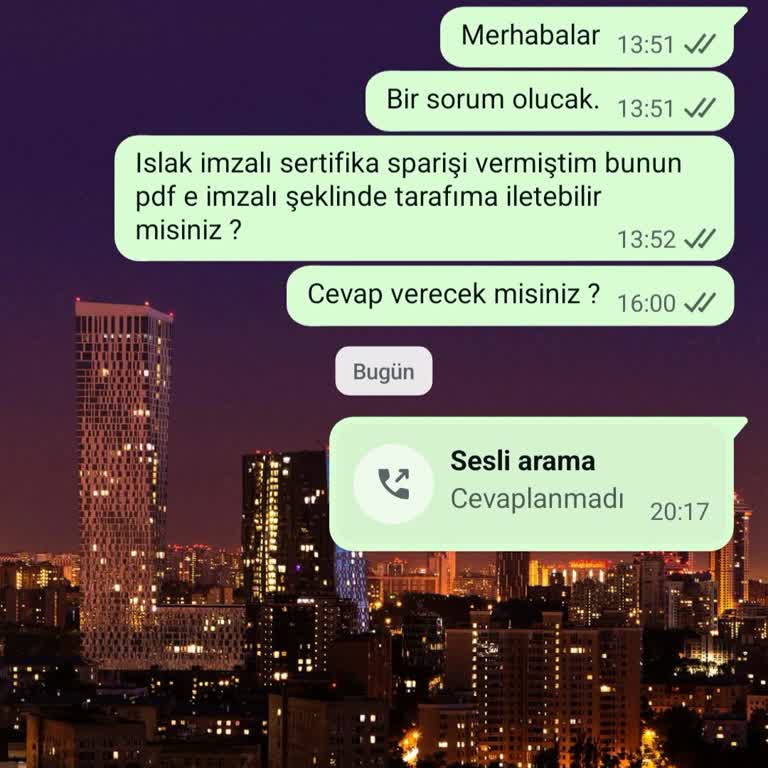 Sipariş Verilen Sertifikanın Gönderilmemesi Ve İletişim Sorunu