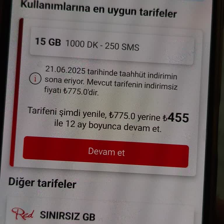 Vodafone Taahhüt Yenilemesinde Yüksek Fiyat Teklifi Ve Uygun Tarife Talebi