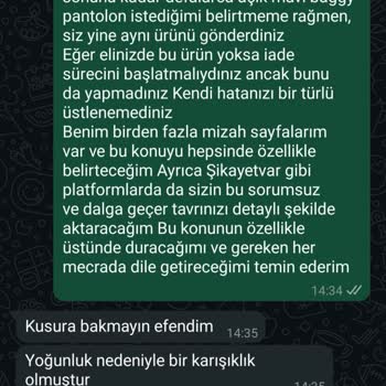 Açık Mavi Yerine Yanlış Renk Pantolon İki Kez Gönderildi, İade Taleplerim Reddedildi