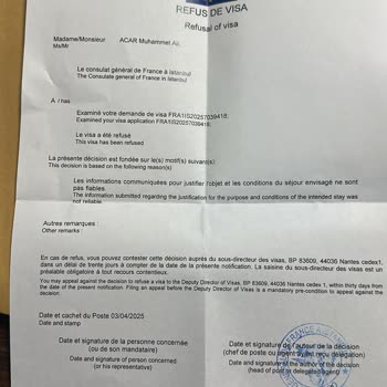 Fransa Vizesi Reddi Ve Konsolosluktan Yetersiz Bilgilendirme