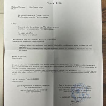 Fransa Vizesi Reddi Ve Konsolosluktan Yetersiz Bilgilendirme