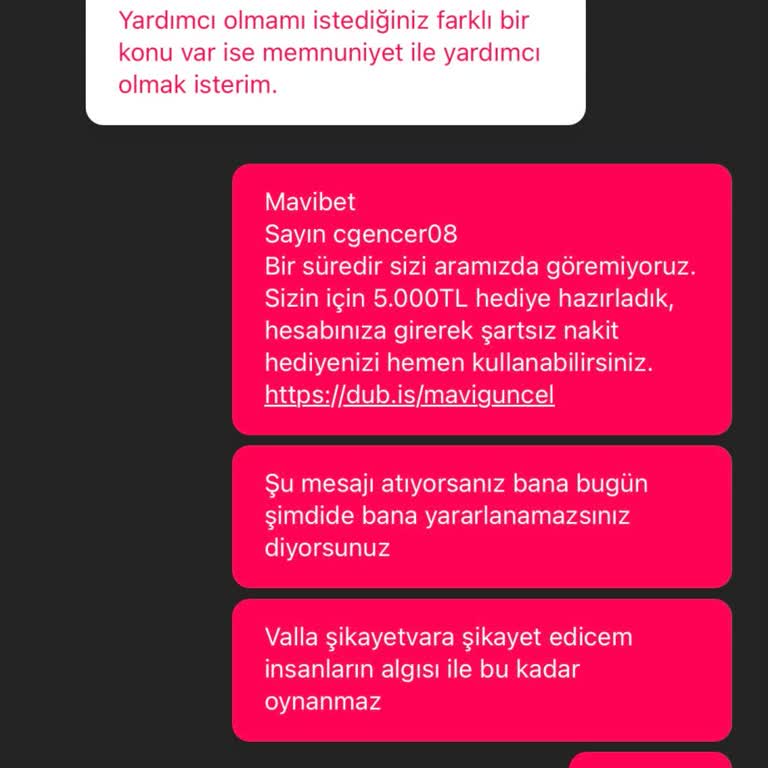 Mavibet'ten Yanıltıcı SMS Ve Hediye Bakiye Sorunu