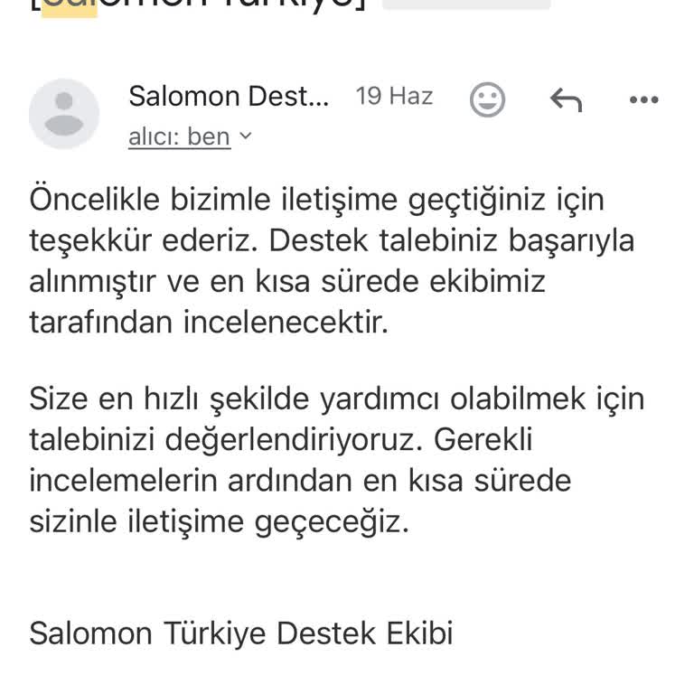 Salomon Siparişim Kayıp Müşteri Hizmeti Yok