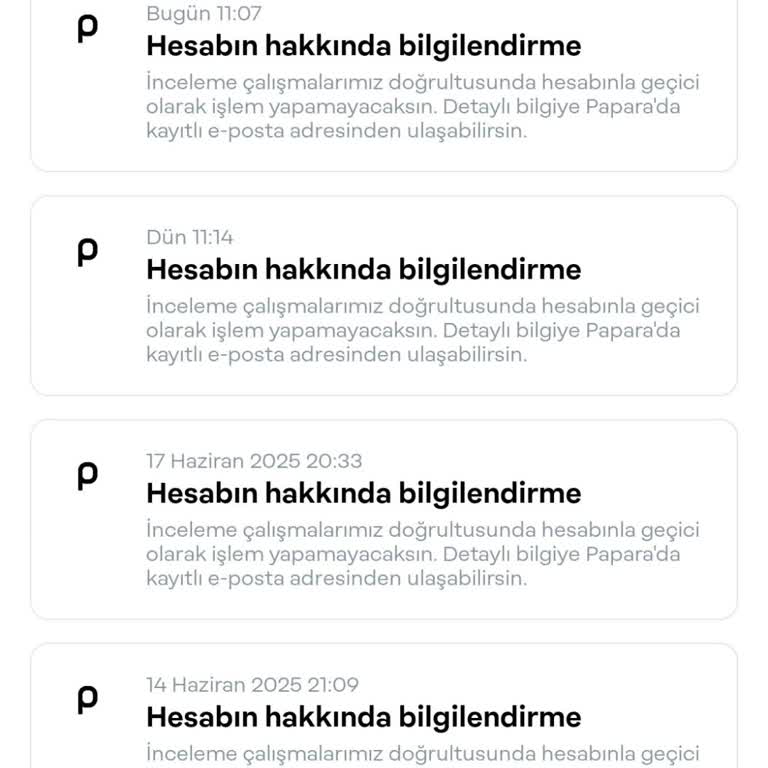 Papara Hesabım İnceleme Altında Paramı Kullanamıyorum Mağduriyetim Giderilsin