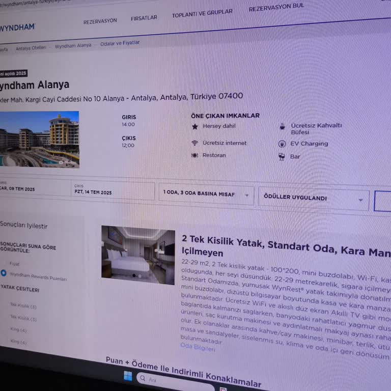 Wyndham Alanya Rezervasyon Her Şey Dahil Yapılmamış