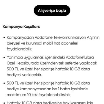 Vodafone Yanımda Kampanya Hediyesi Teslim Edilmiyor