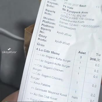 Saloon Burger Eksik Ürün Yolladı!