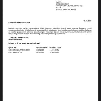 Haberim Olmadan Kartımdan 30.000 TL Çekildi, İtirazım Reddedildi!