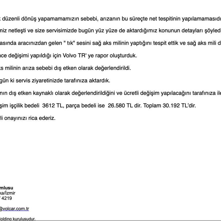 XC40 T3 Modelinde Tekrarlayan Aks Arızası Ve Garanti Sorunu