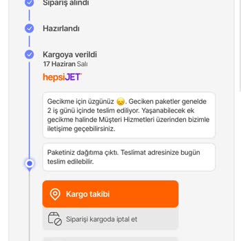 Hepsijet Kargo Ve Müşteri Hizmetleri Teslimat Sorunu