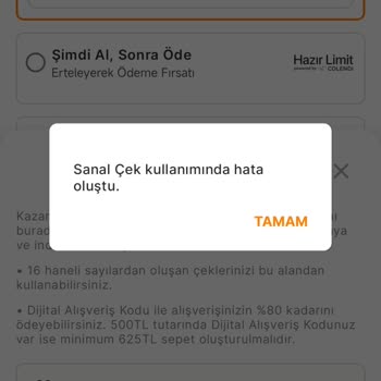 Migros Dijital Çek Kullanımında Sürekli Hata Ve Alışveriş Engeli