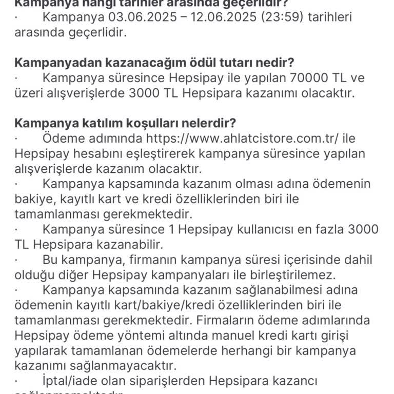 Hepsipay Kampanyasında Hediye Lira Hakkım Verilmedi, Kampanya Şartları Açık Değil