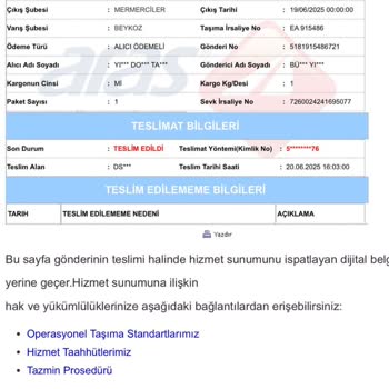 Aras Kargo Beykoz Şubesinde Kayıp Kargolar Ve Yanıltıcı Teslimat Bildirimi