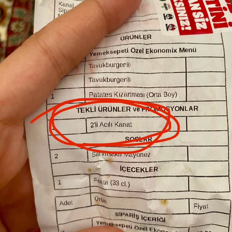 Eksik Ürün Nedeniyle Popeyes Siparişimde Yaşadığım Mağduriyet