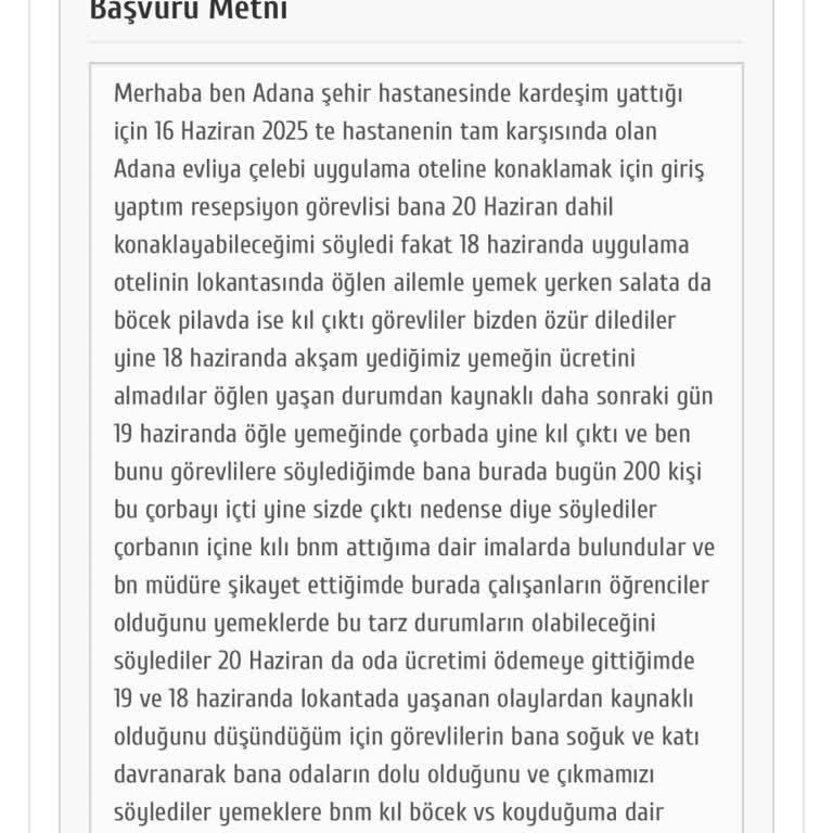 Otel Lokantasında Hijyen Sorunu Ve Haksız Suçlama