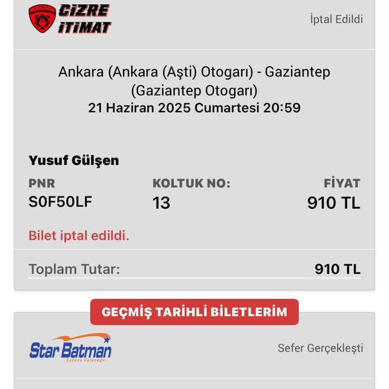 Bilet İptali Yapılmadı, Paramı İade Etmediler