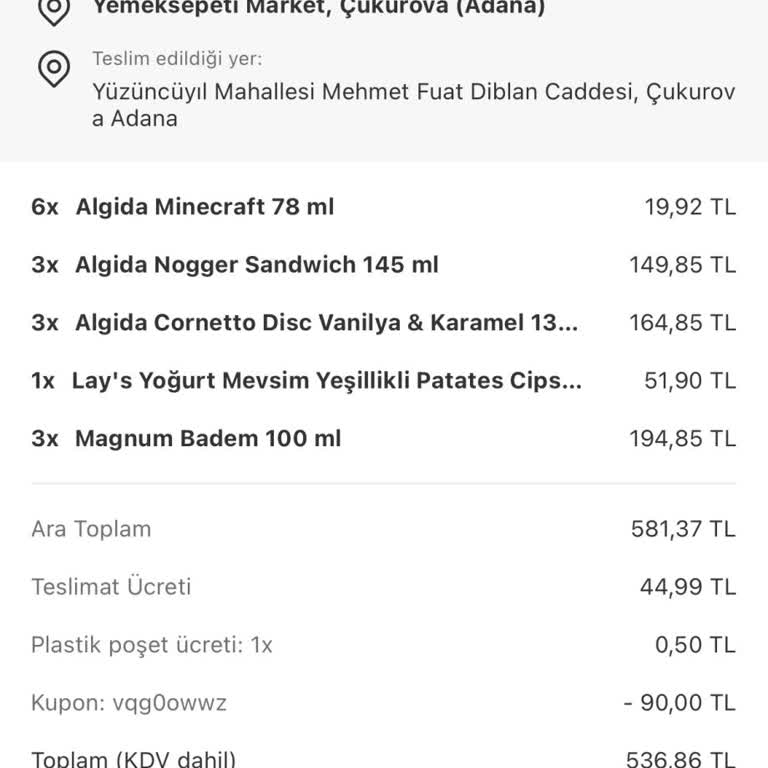 Erimiş Dondurma Geç Teslim Edildi, İade Talebime Yanıt Alamıyorum