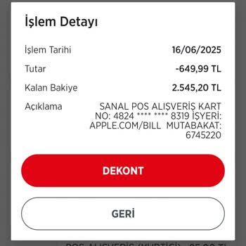 Apple.com/Bill Üzerinden İzinsiz Kart Çekimi Ve İade Talebi